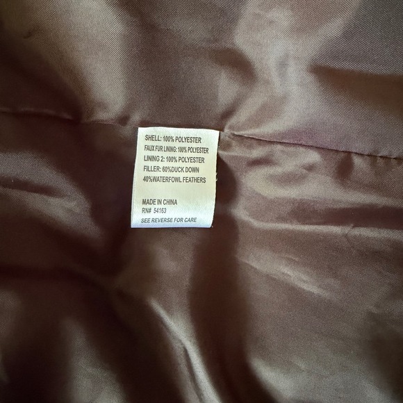 Calvin Klein Women's Chocolate Brown Down Puffer Jacket Faux Fur Lined Parka - Picture 7 of 8